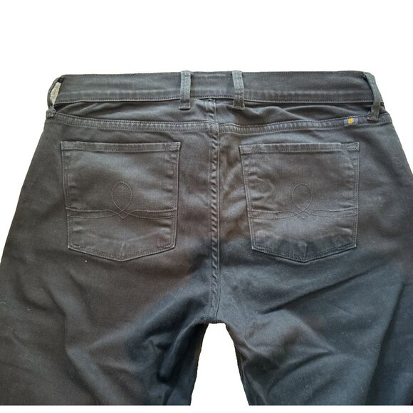 New Lucky Brand Sofia Capri Jean Sz 12/31 Black Curvy teal accent Lucky You zip - Picture 7 of 13
